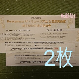 2枚 Bunkamura ザ・ミュージアム & 五島美術館 共通招待券(美術館/博物館)