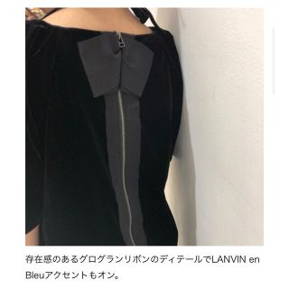 ランバンオンブルー(LANVIN en Bleu)のランバン バックリボン ベロア ワンピース(ひざ丈ワンピース)