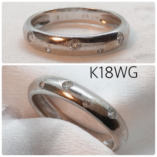 K18WG ダイヤモンドリング シンプルかつクールなデザインの指輪 リング(指輪)