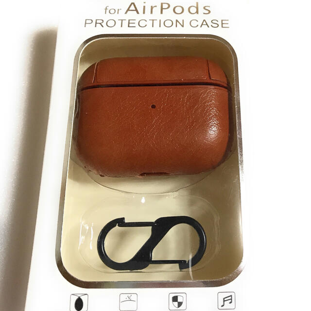 Apple(アップル)のAir Pods エアポッズ  イヤホン　革ケース ライトブラウン スマホ/家電/カメラのオーディオ機器(ヘッドフォン/イヤフォン)の商品写真