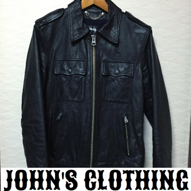 JOHN'S CLOTHING(ジョンズクロージング)の【早い者勝ち】JOHN'Sレザージャケット ブラック メンズのジャケット/アウター(レザージャケット)の商品写真
