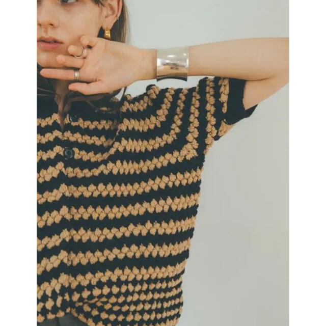 STUDIOUS(ステュディオス)のクラネ　UNEVEN DOT HALF SLEEVE KNIT  CLANE レディースのトップス(ニット/セーター)の商品写真