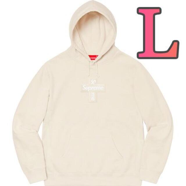 L Natural Supreme Cross Box Logo Hooded