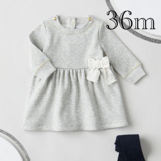 プチバトー(PETIT BATEAU)のプチバトー　2019AW スウェットリボン付きワンピース　36m(ワンピース)