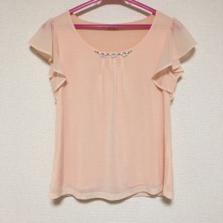 プロポーションボディドレッシング(PROPORTION BODY DRESSING)の美品♡シアボーダーブラウス ピンク(シャツ/ブラウス(半袖/袖なし))