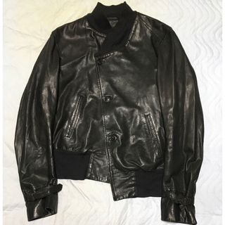 アンドゥムルメステール(Ann Demeulemeester)の超希少Ann demeulemeester アシンメトリー レザー　ジャケット(レザージャケット)