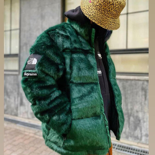 Supreme Fur Nuptse Jacket ノースシュプーリーム緑M