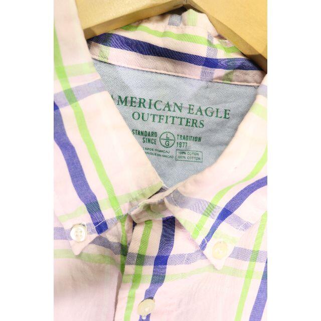 American Eagle(アメリカンイーグル)の匿名即日発可！アメリカンイーグルピンクチェック長袖シャツ/USAかわいいL メンズのトップス(シャツ)の商品写真