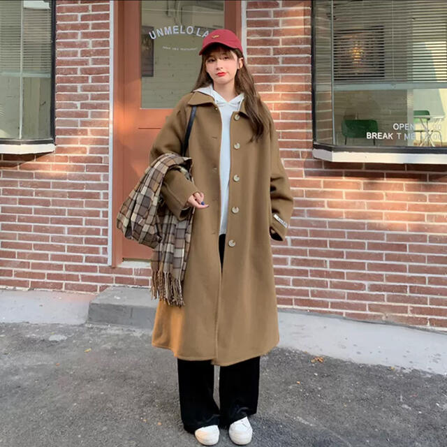 RULE】美品 レディース ロングコート シンプル 秋冬 ブラウン M-