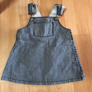 プチバトー(PETIT BATEAU)のデニム ジャンパースカート 80(ワンピース)