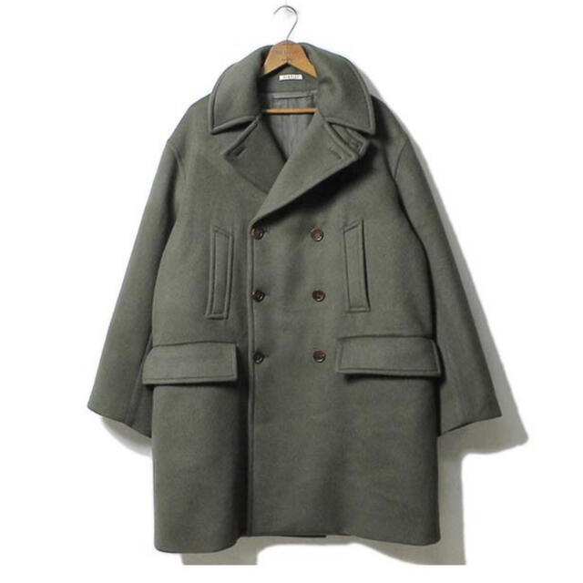 AURALEE BEAVER MELTON P-COAT olive