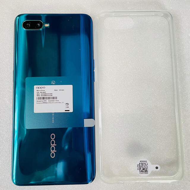 逆オークション★OPPO Reno A 128GB ブルー　カバー付き