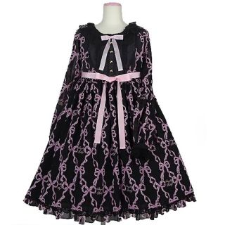 アンジェリックプリティー(Angelic Pretty)のAngelicPretty Sweetie Ribbon OP 黒 ワンピース(ひざ丈ワンピース)