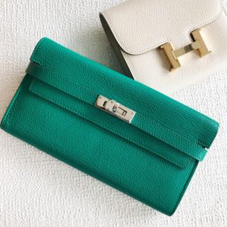 エルメス(Hermes)のHERMES ケリーウォレット ロング ミント(財布)