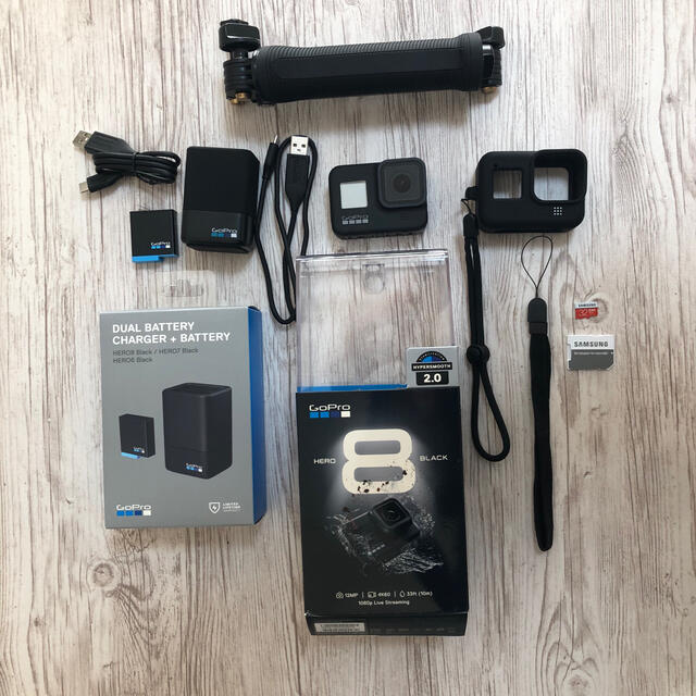 シニアファッション gopro helo 8 予備バッテリーとアームグリップ付き