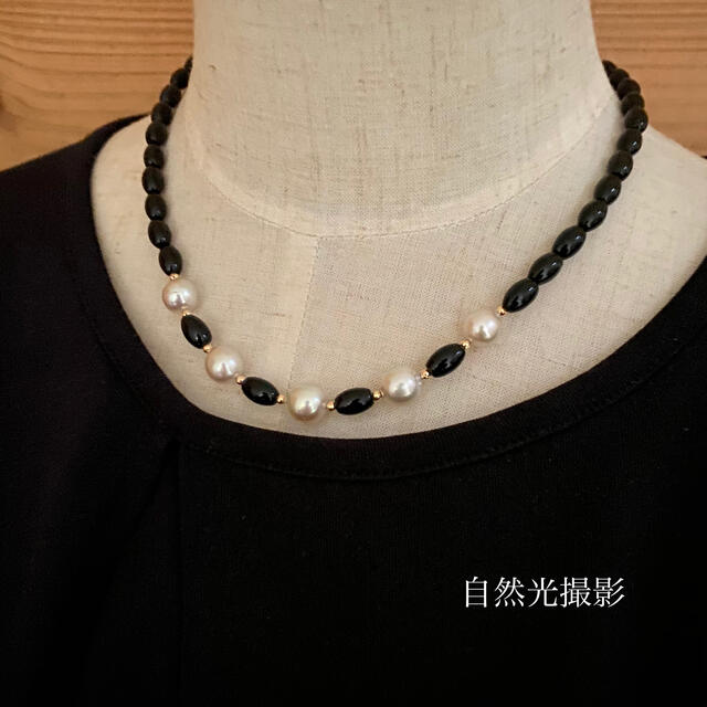 底値出品❗️K18南洋真珠&オニキスネックレス！クリスマス - ネックレス