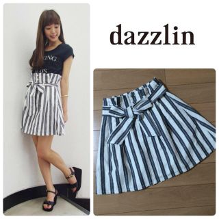 ダズリン(dazzlin)のストライプウエストリボンスカート(ミニスカート)