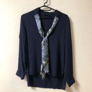 ザラ(ZARA)のZARA BASIC ネクタイ柄　カーディガン(カーディガン)