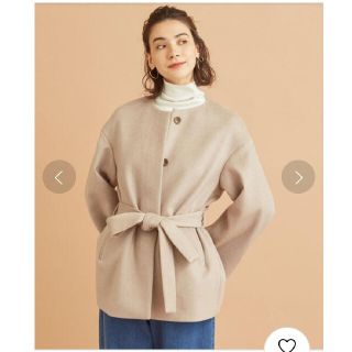 ビューティアンドユースユナイテッドアローズ(BEAUTY&YOUTH UNITED ARROWS)の【美品】フレアスリーブノーカラーベルトコート(ノーカラージャケット)