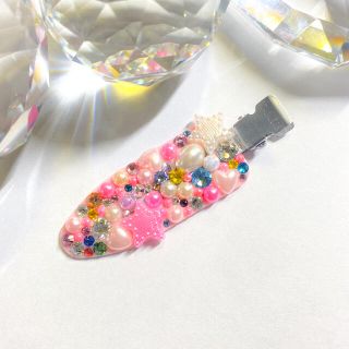 スワロフスキー(SWAROVSKI)のマペペ 前髪クリップデコ スワロフスキー、パールデコハンドメイド ヘアアクセ(ヘアピン)