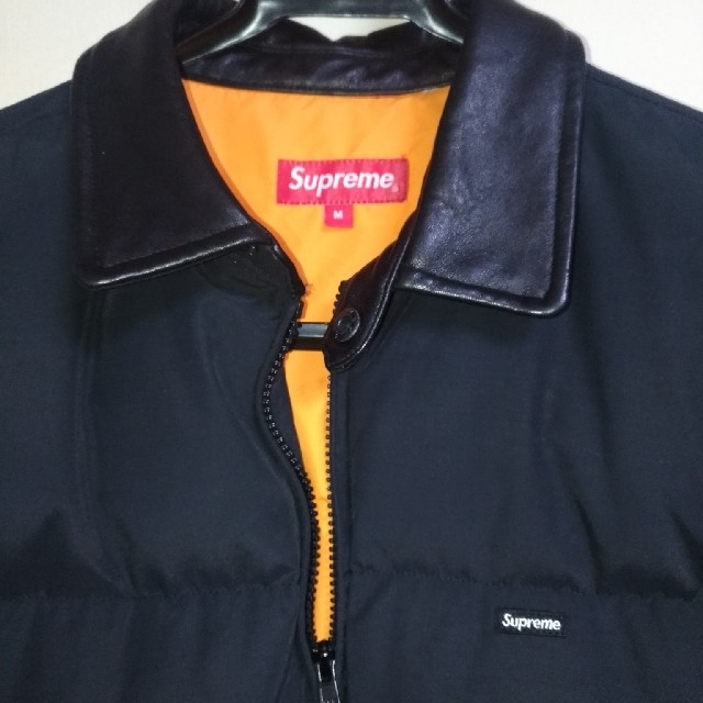 Supreme(シュプリーム)のsupreme leather collar puffy jacket m納品書 メンズのジャケット/アウター(ダウンジャケット)の商品写真