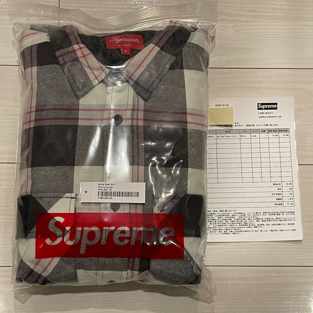 Supreme(シュプリーム)のQuilted Flannel Shirt Lサイズ White 新品 メンズのトップス(シャツ)の商品写真