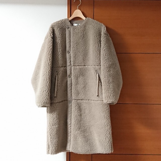 レディースHYKE FAUX SHEARLING COAT ハイクボアコート1新品グレー