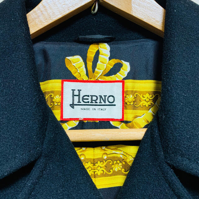 HERNO(ヘルノ)の【美品】イタリア製　HERNO ロングコート Pコート　ブラック レディースのジャケット/アウター(ピーコート)の商品写真