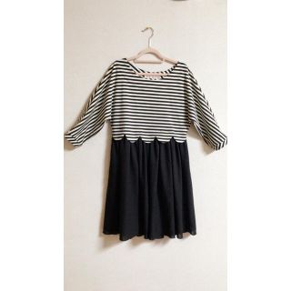 ドットアンドストライプスチャイルドウーマン(Dot&Stripes CHILDWOMAN)の【お値下げ】ボーダースカラップワンピース(ひざ丈ワンピース)