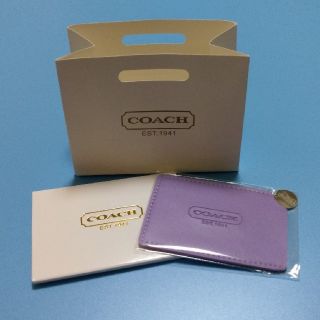 コーチ(COACH)のパープル　コーチ　カードミラー　紙袋付き(ミラー)