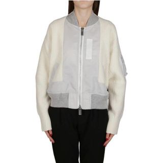 サカイ(sacai)の【美品】sacai 20aw ナイロンツイル×ニット　ドッキングブルゾン(ミリタリージャケット)