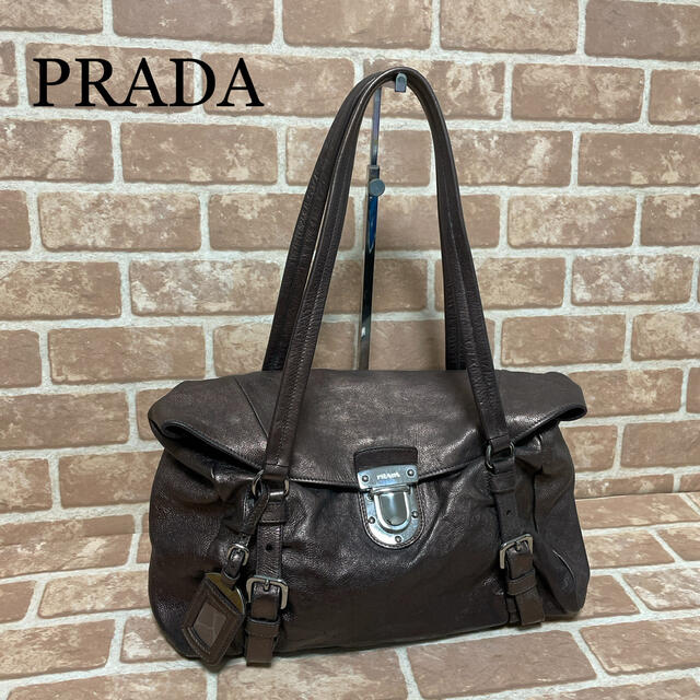 最終値下げ！！　PRADA プラダ　ショルダーバッグ　ダーク　ブラウン　美品ハンドバック