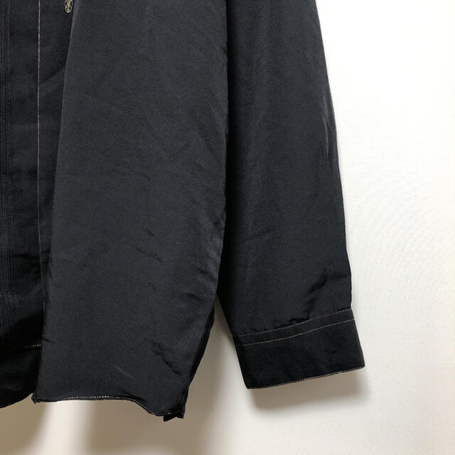 古着 vintage シャツ スタンドカラー 刺繍 比翼 ブラック 黒 金 古着 メンズのトップス(シャツ)の商品写真
