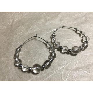 ハンドメイド　シルバーフープ　ピアス(ピアス)