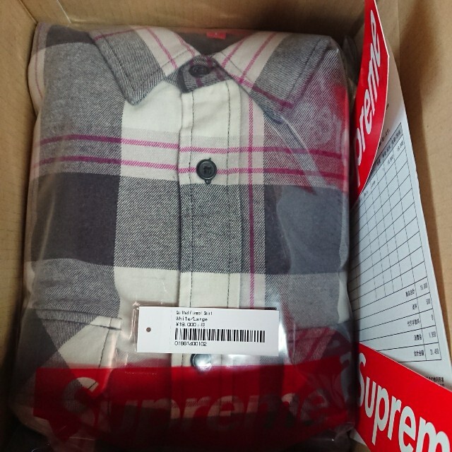 Supreme Quilted Flannel Shirt White L