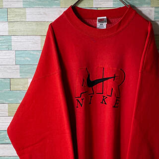 ナイキ(NIKE)の【超希少】NIKE 90s USA製 デカロゴ刺繍 スウェット トレーナー 赤(スウェット)