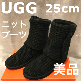 アグ(UGG)の【美品】UGG アグ レディース ニットブーツ ムートンブーツ 25cm(ブーツ)