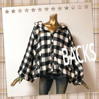 バックス(BACKS)のBACKS ♥ フード付き チェック ドルマン ポンチョ アウター(ポンチョ)