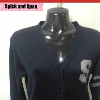 スピックアンドスパン(Spick & Span)のSpick and Span カーディガン ロゴ 日本製(カーディガン)