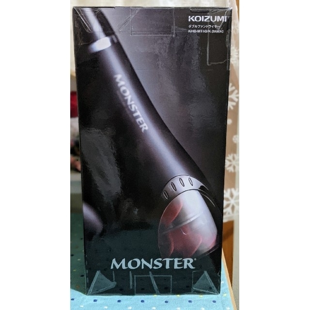 KOIZUMI(コイズミ)のコイズミ　MONSTER　ダブルファンドライヤー　KHD-W710/K  黒 スマホ/家電/カメラの美容/健康(ドライヤー)の商品写真