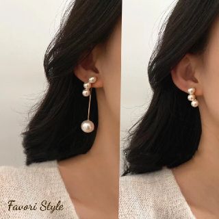 ドゥロワー(Drawer)の2way パール×パール ピアス  シルバー925(ピアス)