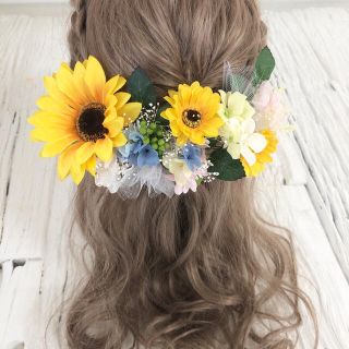 ひまわり 髪飾り ヘッドドレスの通販 by kiko's house|ラクマ