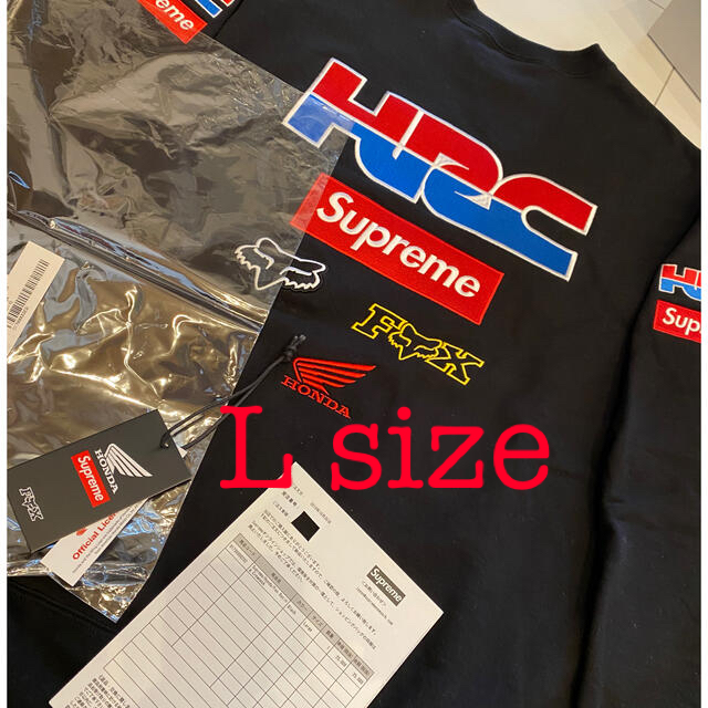 supreme crewneck black L シュプリーム ホンダ