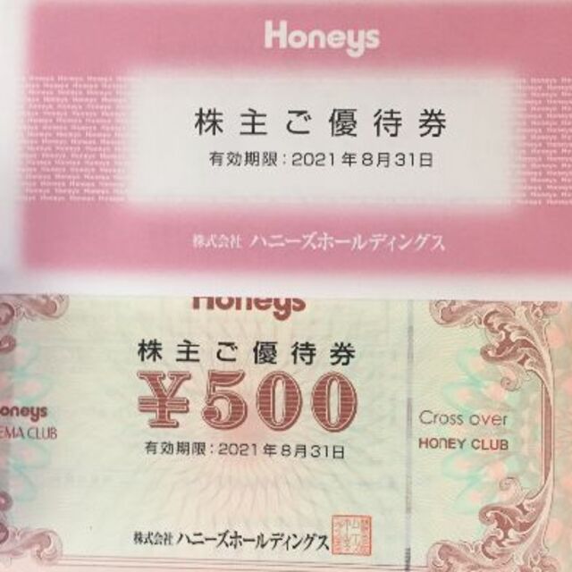 HONEYS(ハニーズ)のハニーズ　12500円分　株主優待券 チケットの優待券/割引券(ショッピング)の商品写真