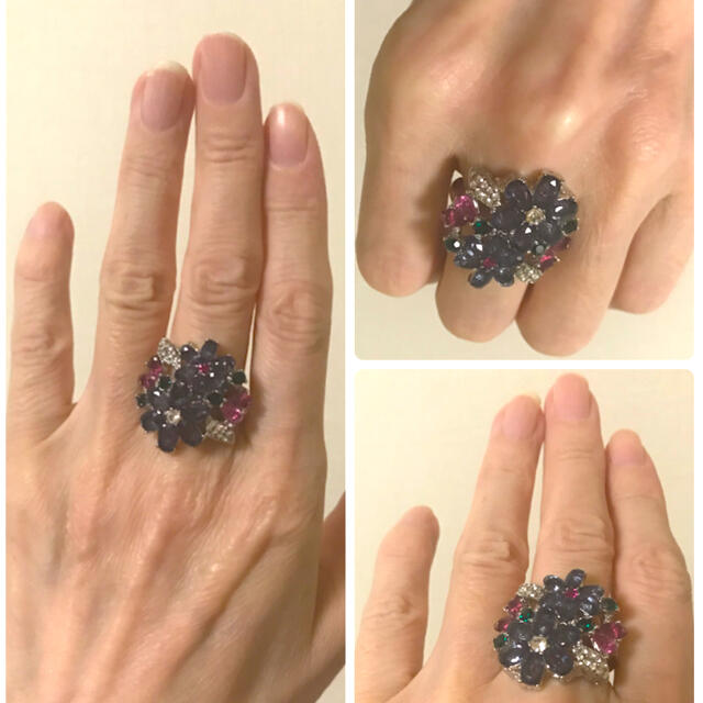 スワロフスキー リング ⭐︎マルチcolor お花 ring レディースのアクセサリー(リング(指輪))の商品写真