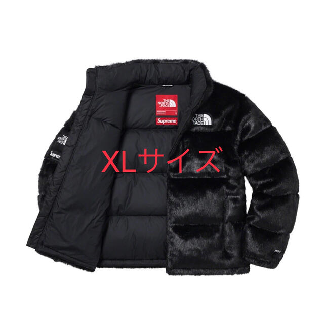 Supreme/TNF Faux Fur Nuptse Jacket Black ダウンジャケット