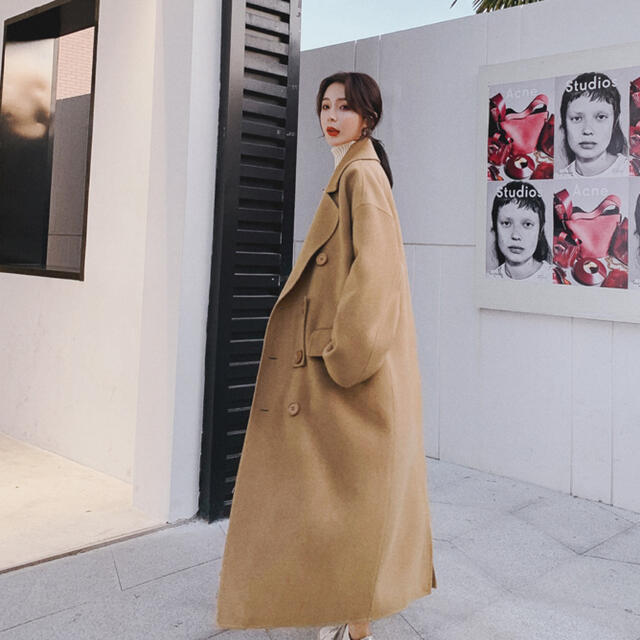 新品未使用　ロングコート アウター コート キャメル 韓国女子 2