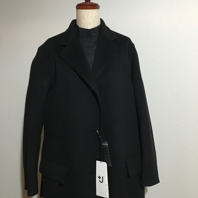 UNIQLO(ユニクロ)の正月セール　ユニクロ　ジルサンダー　カシミヤブレンドチェスターコート　ブラック レディースのジャケット/アウター(チェスターコート)の商品写真