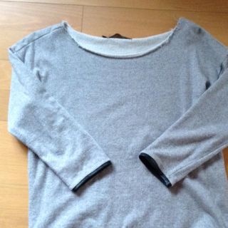 ザラ(ZARA)のZARA レザートリム スエット(カットソー(長袖/七分))