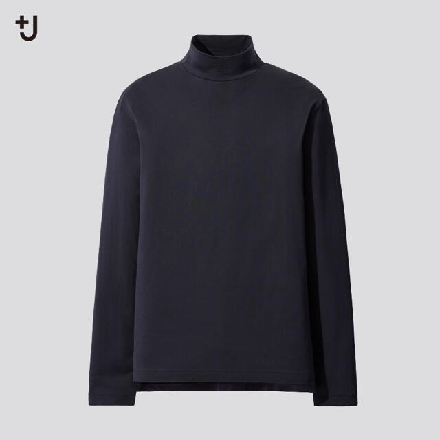 Jil Sander(ジルサンダー)のUNIQLO +J スーピマコットン　モックネックT ネイビー　XL メンズのトップス(Tシャツ/カットソー(七分/長袖))の商品写真